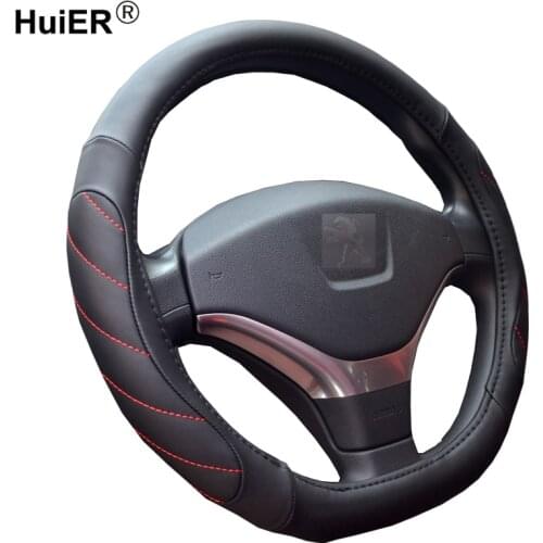 HuiER Car Steering Wheel Cover D Shape For Peugeot 3008 408 508 Citroen C3-XR C4 Sega C4L Elysee DS3 DS4 DS5 DS3 DS6 VW Audi