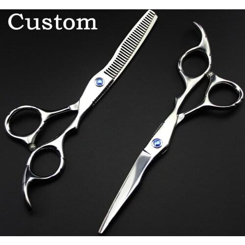 Customize classic 6cr13 6 inch hair clipper cut hair scissors cutting barber makas thinning shears scissor hairdressing scissors