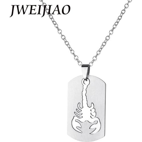 JWEIJIAO Hot Sale Scorpion Statement Necklace & Pendant Stainless Steel Fashion Steampunk Men Chain Jewelry Party Gift SS52