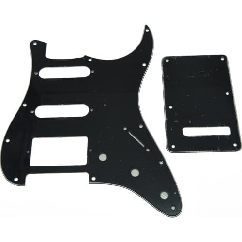 KAISH ST Pickguard,Back Plate and Screws HSS Black 3 Ply
