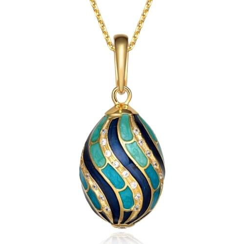 Classic Vintage Egg Pendant Charm Crystal Rhinestone Necklace Noble Unique Easter Bonus Egg To Women