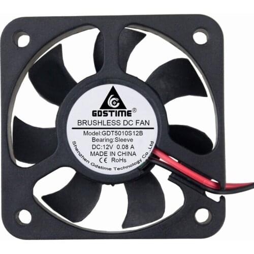 1 PCS Gdstime 50mm 50x50x10mm Cooling Heatsink Radiator DC 12V 2Pin Brushless Cooler Fan