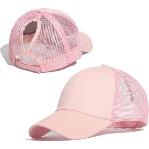 KENSHELLEY Summer Ponytail Baseball Cap Plain Visor Dad Hat Men And Women Outdoor Sunscreen Breathable Trucker Mesh Sun Hat