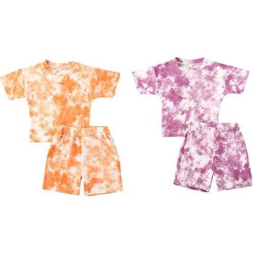 2020 Summer Infant Girls Clothes Sets 2pcs Print Short Sleeve T Shirts Tops+Shorts 2 Colors