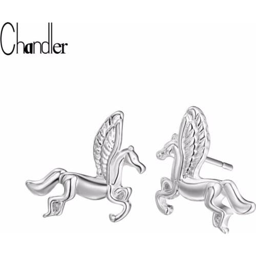 Chandler Mythical Pegasus Stud Earrings For Women Girls Angel Horse Brincos For Women Men Animal Earring Brinco Drop Shipping