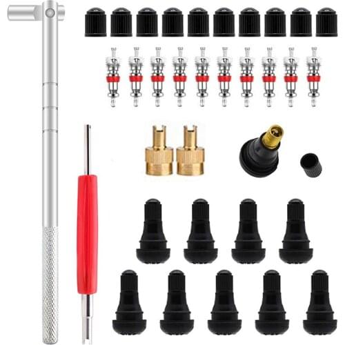 Tire Stem Tool Removal and Installation Kit 10 Tire Clips Short Rubber Tr412 Stem with Stem Core Single Head Tire Spool Remover