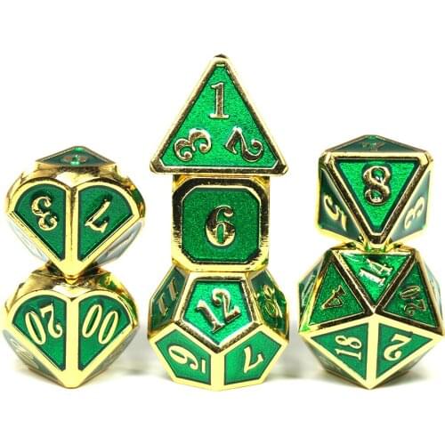 Rounded Corners Polyhedral Enamel Mini Metal Dice Set for D&d Party/Family Games RPG Dados with Velvet Bag As Collection