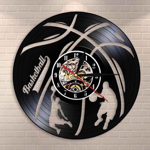 Basketball Player Vinyl Record Wall Clock Gift For Basketball Fans Basketball Sports Handmade Wall Art Decor Clocks