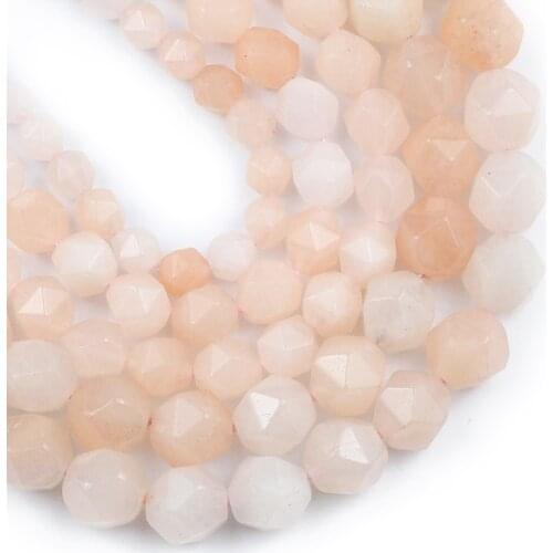 YHBZRET Natural Stone Faceted Pink Aventurine 6/8/10MM Spacers Loose beads for Jewelry making DIY bracelets necklace Accessories