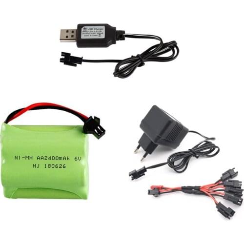 6v 2400mah NI-MH Battery + 6V Charger For Rc toys Cars Boats Tanks Robots Guns Truck NIMH AA 6v Rechargeable Battery Pack