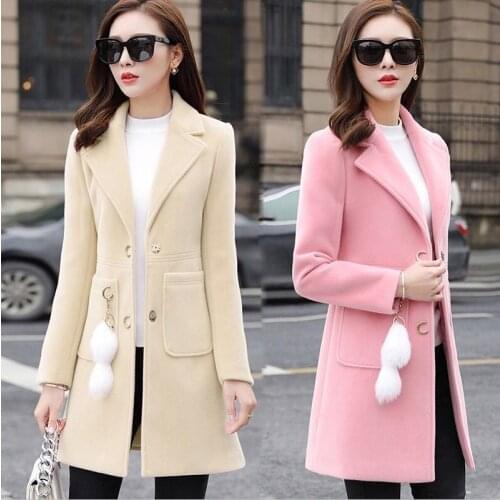 New 2021 Blends Woolens Overcoat Female Coat Autumn Winter Coats And Jackets Women Plus size Coat Womens Wool Coats Long Tops