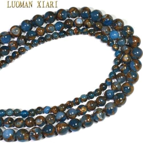 Wholesale Mix Color Blue Nepal Stone Round Loose Beads For Jewelry Making DIY Bracelet Necklace Material 6/8/10 mm Strand 15