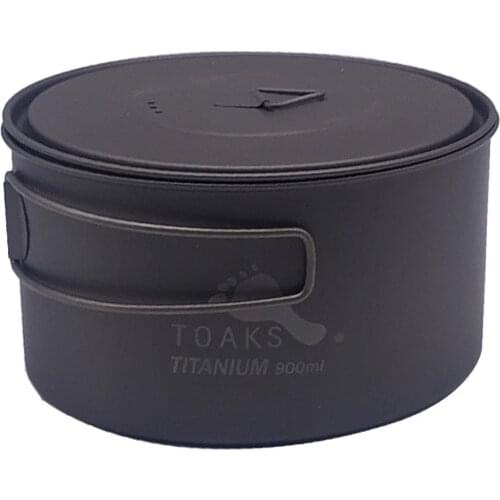 TOAKS Outdoor Titanium 900ml Pot Camping Cooking Pots Picnic Ultralight Titanium Pot with cover and handle POT-900-D130