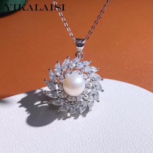YIKALAISI 925 Sterling Silver Necklaces Jewelry For Women 8-9mm Oblate Natural Freshwater Pearl Pendants 2021 Wholesales