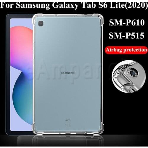 For Samsung Galaxy Tab S6 Lite 10.4 Anti-fall Case 2020 TPU Transparent Airbag Protection Back Cover for SM-P610 SM-P615 Shell
