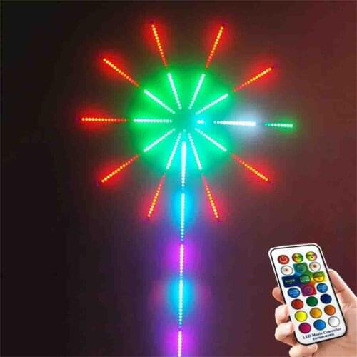 RGB Changeable Firework Lights With Remote USB Powered Ribbon Flexible Strip Light Christmas Party Decor Starburst Garland Light