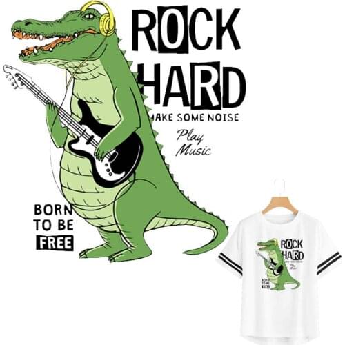 Rock Hard Sticker On Clothes Iron Transfers Clothing Stickers Stripe Diy T-Shirt Eco-Friendly Washable Crocodile Applique