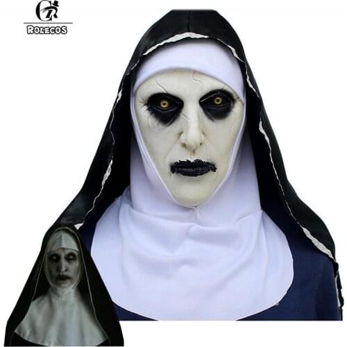 ROLECOS The Conjuring 2 Mask The Nun Valak Cosplay Mask Latex Terror Horror Masks Halloween Costume Accessory for Men Women