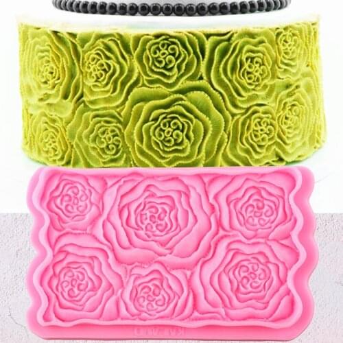 Peony Flower Border Silicone Molds DIY Flower Lace Cupcake Topper Fondant Cake Decorating Tools Candy Chocolate Gumpaste Moulds