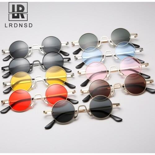 New Classic Vintage Round Sunglasses Men Brand Designer Sun Glasses Women Metal Frame Clear lens Driving Eyewear