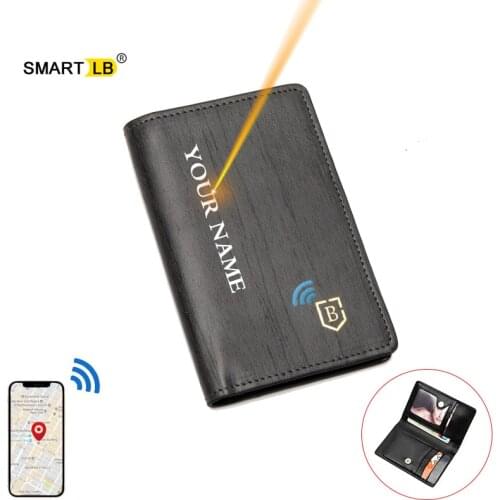 Smart Wallet GPS Record Thin Mini Wallets Men Women Genuine Leather Small Purse Credit Card Holder With Gift Box Free Engraving