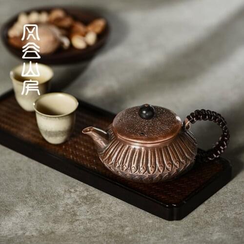 Japanese handmade red copper teapot creative household small size tea pot cooking Kungfu oolong puer tea mini teaware