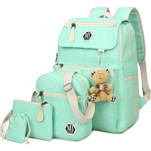 Women Canvas 4Pcs/set School Backpacks College Schoolbag Fashion Plecak for Teenager Girl And Boys Rucksack Moclila Shoulder Bag