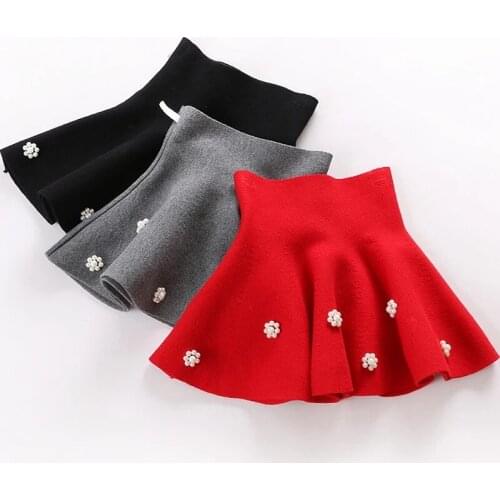 Winter Girls Skirts Knit PettiSkirt Bottoming Pearl Princess Tutu Skirts Girls School Party MiniSkirts Childrens Clothing
