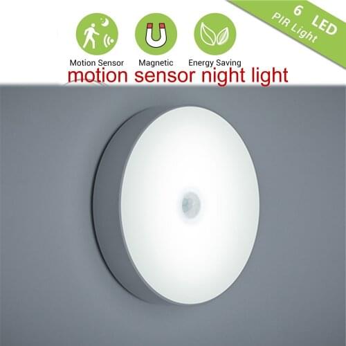 1-6pcs 6+6 leds Pir Motion Sensor Night Lamp Warm White Under Cabinet Closet Wardrobe Bedroom Kitchen Stairs Lighting LED Puck