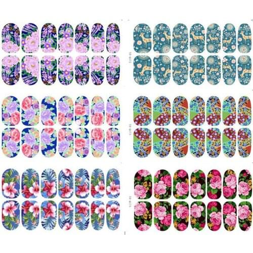 1 Sheet Flower and Elk Series 3D Design Nail Stickers Luminous Full Sticker Wrap 14 Tips Decals Nail Art Polish Manicure Tools