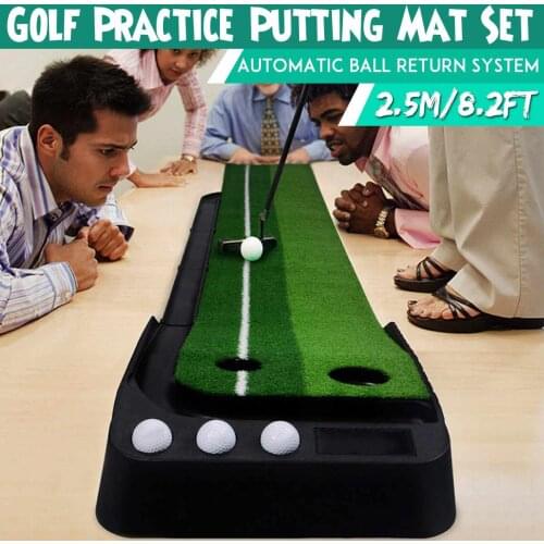 2.5M Golf Putting Mat Golf Putter Trainer Green Putter Carpet Practice Set Ball Return Mini Golf Putting Green Fairway