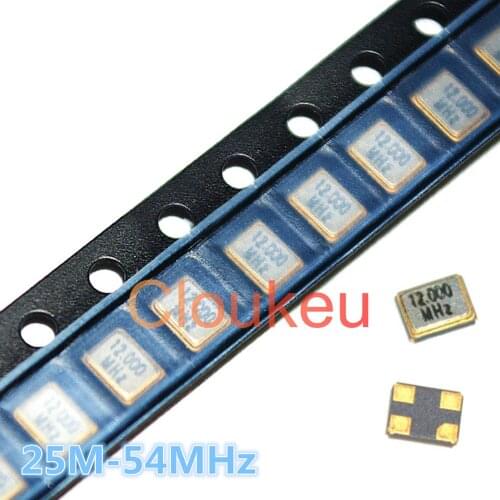 2520 2.0*2.5mm Crystal 25M 26M 27M 27.12M 30M 32M 33M 33.330M 36M 40M 48M 50M 54MHz