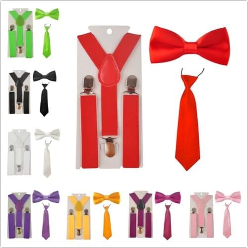 3pcs Suspenders Elastic Children Necktie Boys Adjustable Braces Kids Bow Tie Set Y Back Ties Bowties Belts Bowknot
