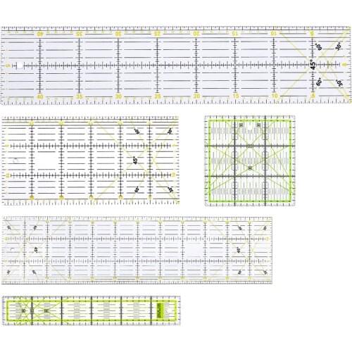 5Pcs/Set DIY Clear Rectangle Patchwork Quilting Drawing Straight Rulers Sewing Tailor Craft Tools
