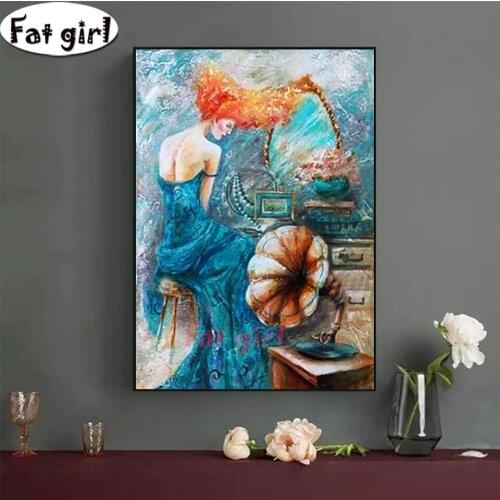 5D DIY Diamond Painting Abstract Woman Dressing Table Embroidery Cross Stitch Rhinestone Mosaic Retro Europe And America Decor