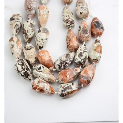 Large Size of Natural Ocean Jaspers Beads Jewelry,Middle Drilled Faceted Teardrop Shape Beads for Necklace Earrings