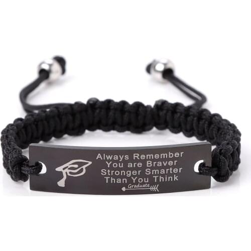 QiLuxy Stainless Steel Charm Lettering Bracelets for Women Men Handmade Weave Chain Bracelets Friend Family Gifts