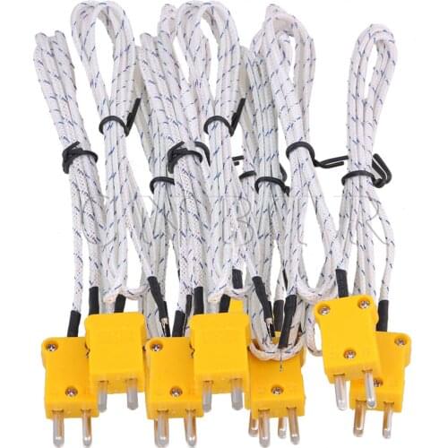 CNBTR 10 x Thermocouple Probe Sensors 1 Meter K Type Mini-Connector Fiberglass Cable