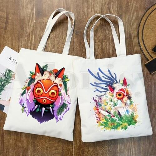 Princess Mononoke Wolfs Studio Ghibli Anime Hime Handbags Shoulder Bags Casual Shopping Girls Handbag Women Elegant Canvas Bag