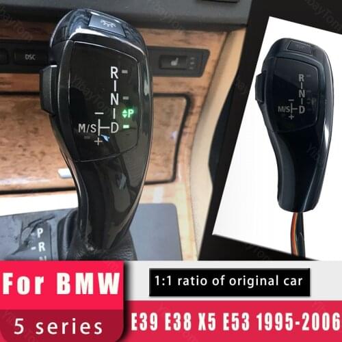 Facelifted Modified Black LHD LED Gear Shift Knob Carbon Fiber Pattern for BMW 5 Series E39 E38 X5 E53 Silver Accessories