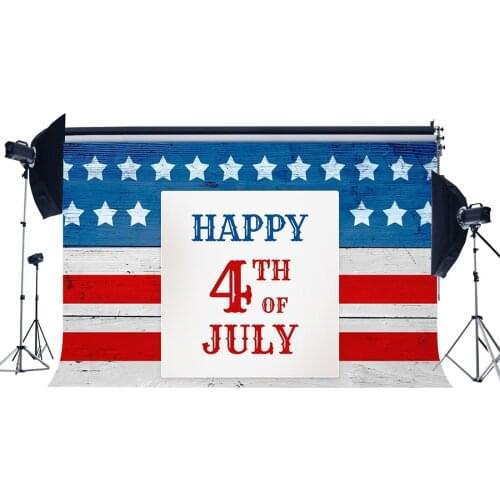 Happy 4th of July Backdrop American Flag Stars and Stripes Wood Plank Wallpaper Photography Background
