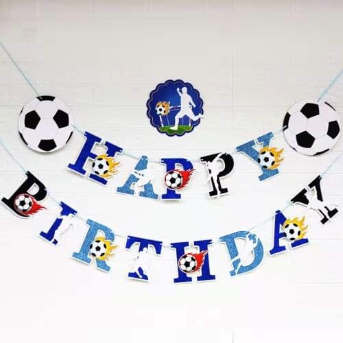 Football Themed Happy Birthday Flags Soccer Sports Event Venue World Cup Decoration Banners Boys Man Birthday Party Supplies
