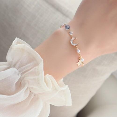 Exquisite Luxury Moon Star Bohemia Bracelet for Women 14k Real Gold String Bangle Pulseras Anniversary Birthday Gift Accessories