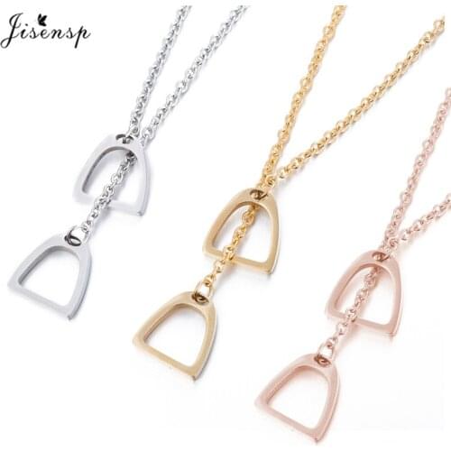 Jisensp Fashion Gold Color Horseshoe Necklaces Pendants for Women Jewelry Birthday Lovely Horse Hoof Necklace Chain Gift