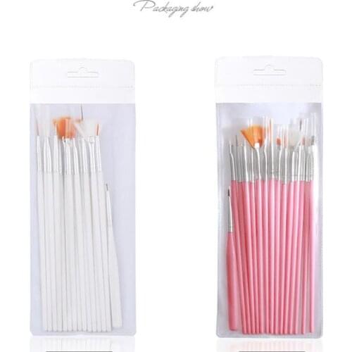 15 PCS White Pink Acrylic Brush Nail Art Brush Carving Flower Nail Gel Pen UV Gel Drawing Painting Brush Handle Nail Art Tools