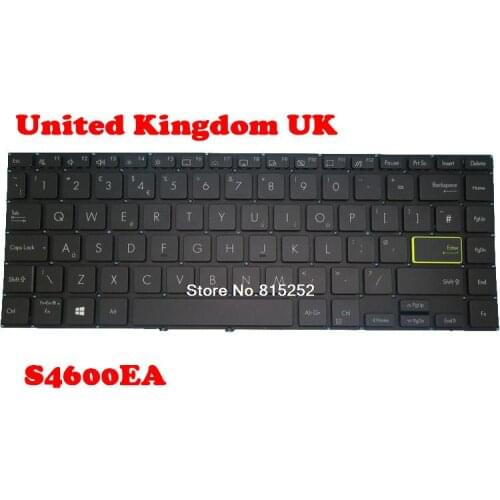 Laptop Keyboard For ASUS S4600EA Without Frame Black United Kingdom UK NO Backlit Film