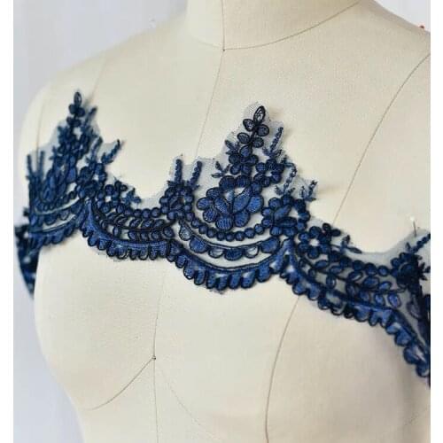 6Yards/Lot White Ivory Black Bridal Lace Fabric Wedding Lace Appliqued Sashes Flower Embroidered Lace Scalloped Stiff Mesh 11cm