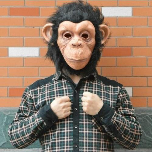 Latex Animal Chimp head Mask Monkey Fancy Dress Lazy Bruno Mars Song Chimpanzee Cosplay Mask Costume Theater Prop Halloween