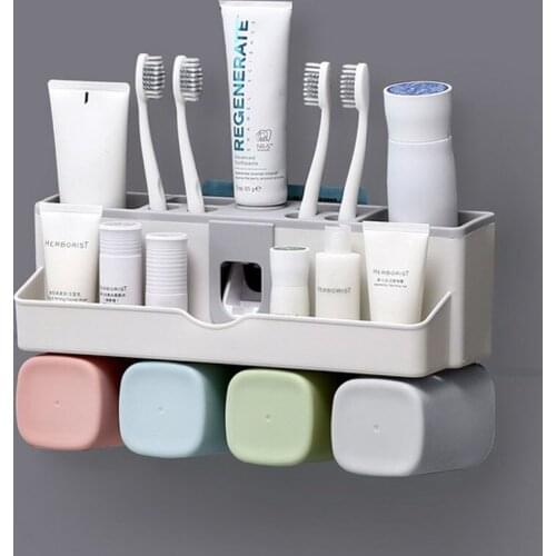 Magnetic Adsorption Inverted dispenser toothpaste Holder squeezer Storage Basket Cosmetic Rack Home Organizer For Bathroom tools