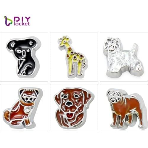 10pcs Mix Cute Animal Floating Charms Zinc Alloy Fit Floating Lockets & Floating Locket Bracelet LSFC021-464